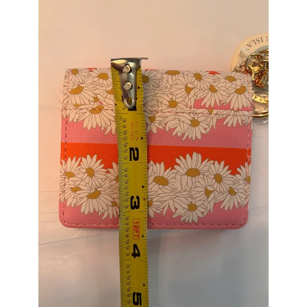 NWT Spartina 449 Audubon Daisy Stripe Card Holder Keychain Wallet Pink MSRP $29
